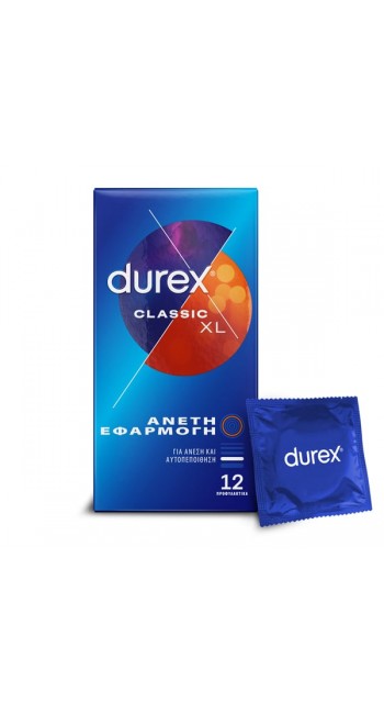 Durex Classic XL Προφυλακτικά για Άνετη Εφαρμογή, 12τμχ 