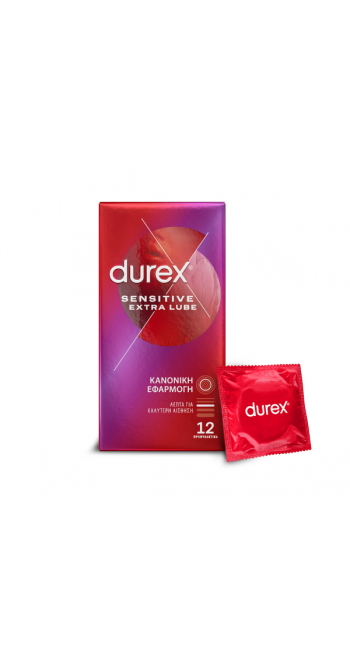 Durex Προφυλακτικά Πολύ Λεπτά Sensitive με Έξτρα Λιπαντικό, 12τμχ