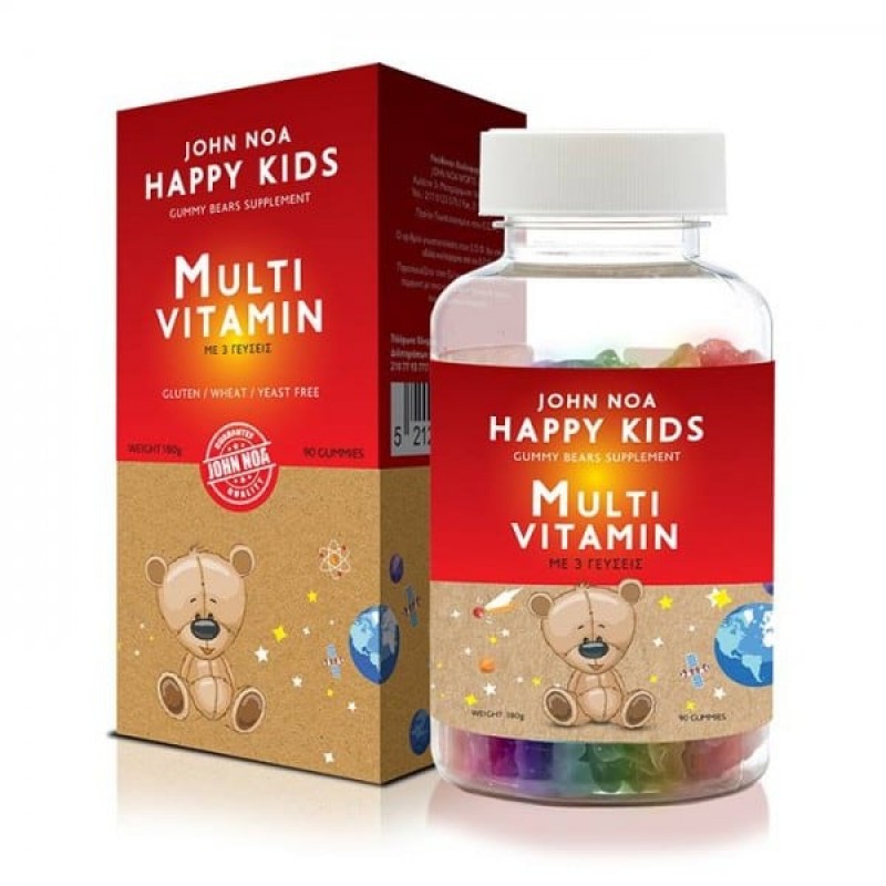 John Noa Happy Kids MultiVitamin, 90 Μασώμενες Ταμπλέτες