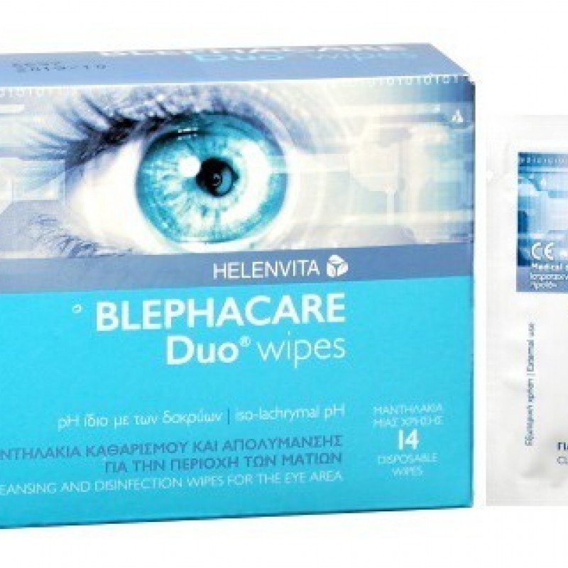 Helenvita BlephaCare Duo Υγρά Μαντηλάκια Καθαρισμού για τα Μάτια, 14τμχ