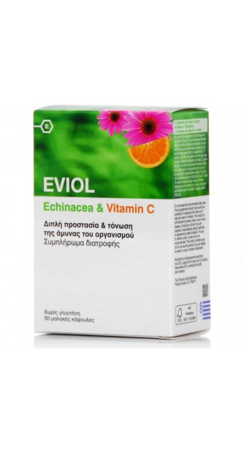 Eviol Echinacea & Vitamin C Συμπλήρωμα Διατροφής με Εχινάκεια & Βιταμίνη C, 30 μαλακές κάψουλες 