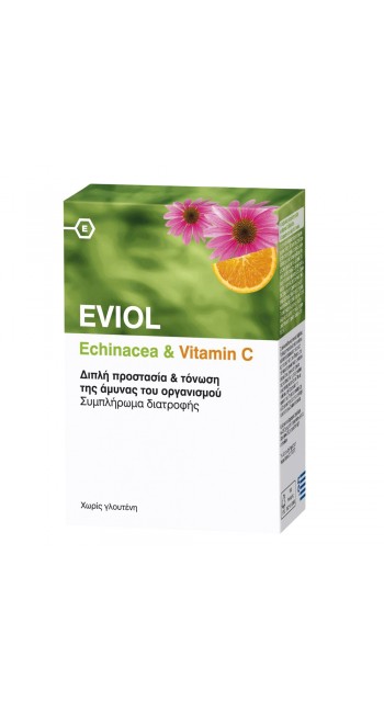 Eviol Echinacea & Vitamin C Συμπλήρωμα Διατροφής με Εχινάκεια & Βιταμίνη C, 60 μαλακές κάψουλες 