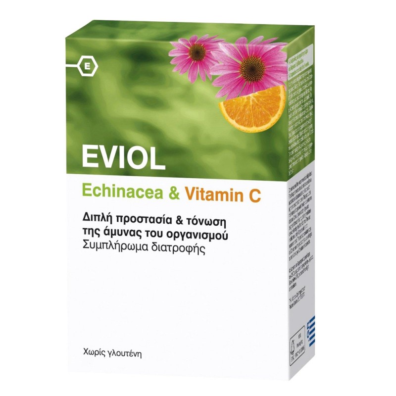 Eviol Echinacea & Vitamin C Συμπλήρωμα Διατροφής με Εχινάκεια & Βιταμίνη C, 60 μαλακές κάψουλες 