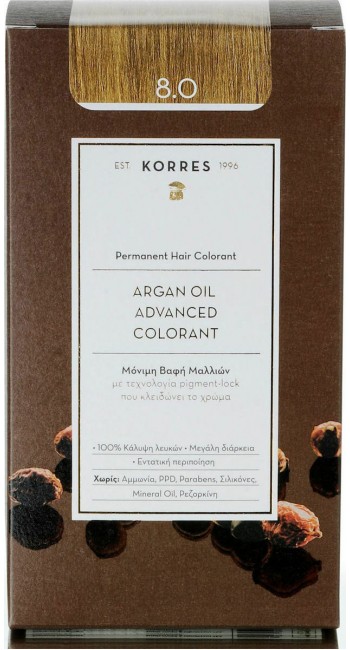 Korres Argan Oil Advanced Colorant 8.0 Ξανθό Ανοιχτό Φυσικό 50ml