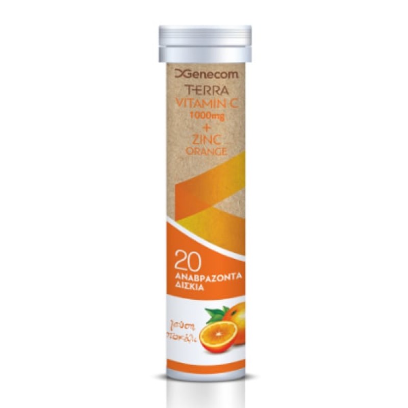 Genecom Terra Vitamin C 1000mg & Zinc Orange Συμπλήρωμα Διατροφής με Γεύση Πορτοκάλι, 20eff. Tabs