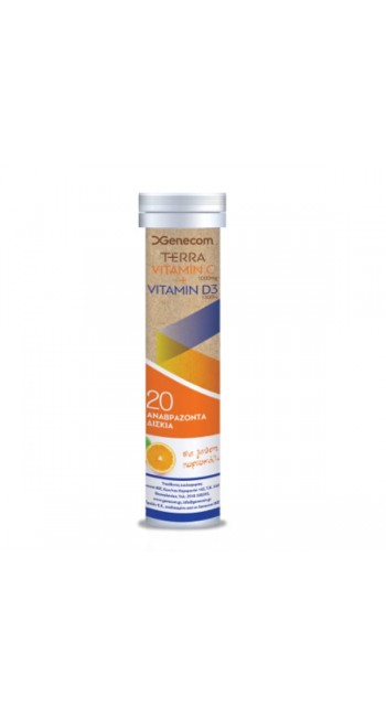 Genecom Terra Vitamin C 1000mg & Vitamin D3 1000IU Γεύση Πορτοκάλι, 20eff. Tabs