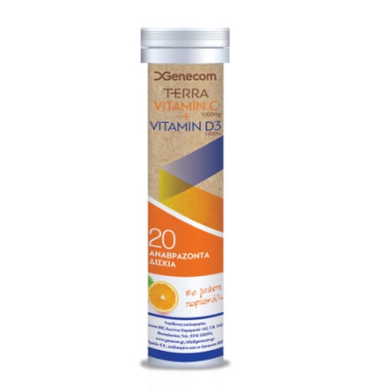 Genecom Terra Vitamin C 1000mg & Vitamin D3 1000IU Γεύση Πορτοκάλι, 20eff. Tabs