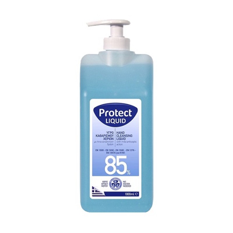 Protect Gel - Γέλη Καθαρισμού Χεριών 85% με Αντλία και Ήπια Αντισηπτική Δράση 1000ml