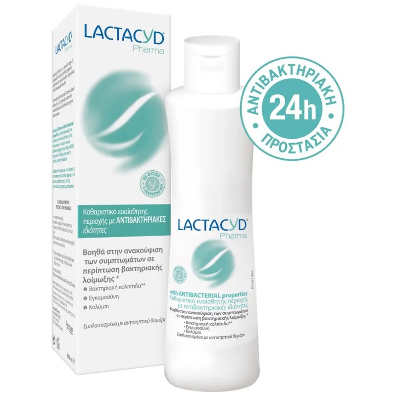 Lactacyd Pharma Antibacterials Καθαριστικό Ευαίσθητης Περιοχής με Φυσικούς Αντιβακτηριακούς Παράγοντες, 250 ml