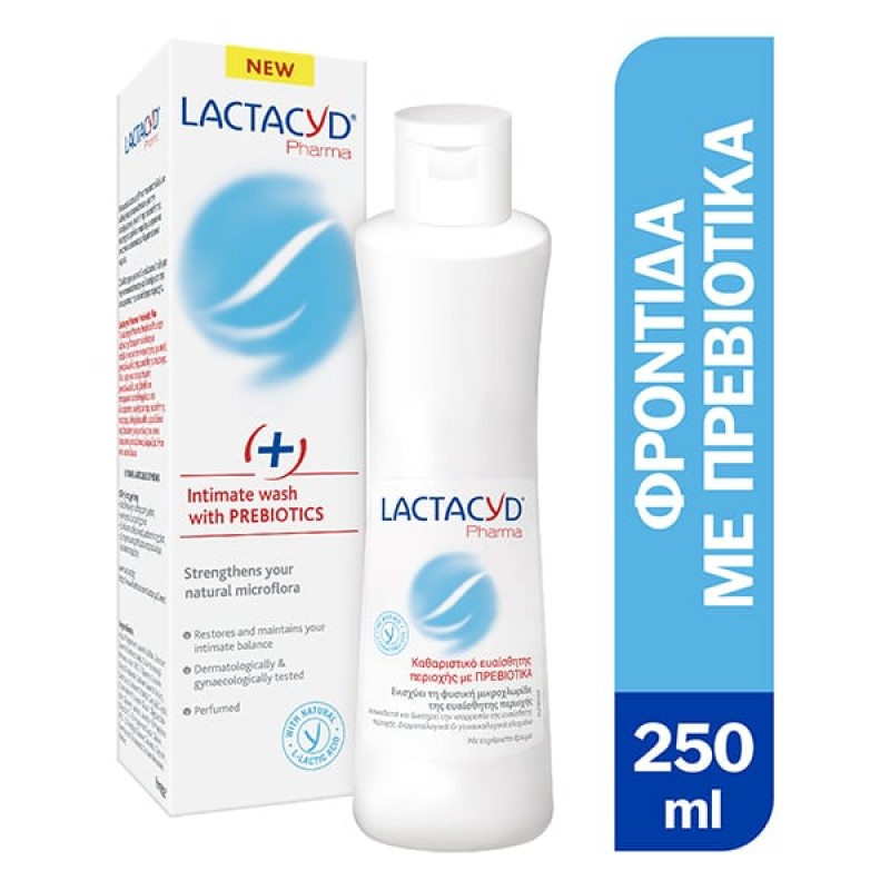 Lactacyd Pharma Intimate Wash With Prebiotics + Καθαριστικό Ευαίσθητης Περιοχής Με Πρεβιοτικά, 250ml