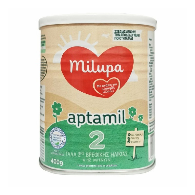 Milupa Aptamil 2 Γάλα για Βρέφη από 6 έως 12 Μηνών, 400gr