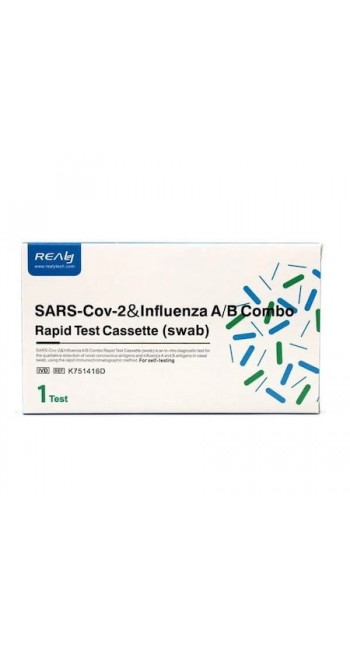 Realy SARS-Cov-2 & Influenza A & B Combo Rapid Test,Διπλό Τεστ Κορωνοιού και Γρίπης, 1τμχ