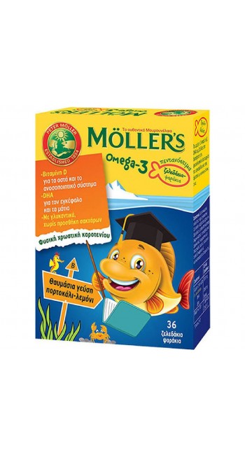 Moller's Omega-3 Ζελεδάκια Ψαράκια με Γεύση Πορτοκάλι / Λεμόνι 36 τμχ