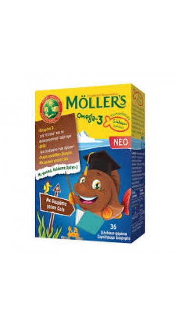 Moller's Omega-3 Kids Ζελεδάκια με Ω3 Λιπαρά Οξέα για Παιδιά με Γεύση Cola, 36gummie