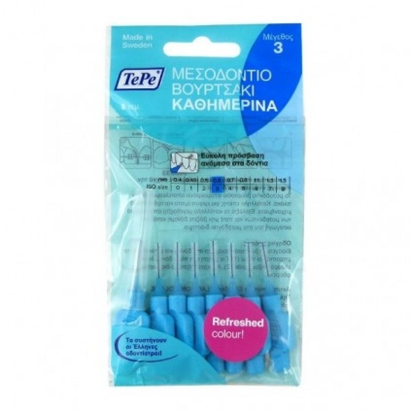 TePe Interdental Brush Μεσοδόντια Βουρτσάκια No3 0,6mm Μπλέ, 8τμχ