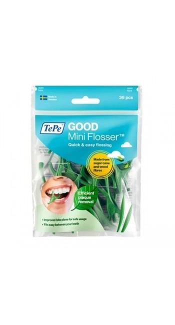 TePe Good Mini Flosser Οδοντικό Νήμα Μιας Χρήσης, Πράσινο Χρώμα, 36τμχ