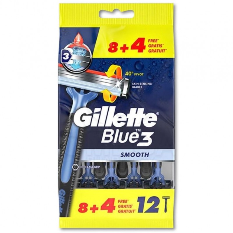 Gillette Blue3 Ανδρικά Ξυραφάκια Μιας Χρήσης, 8+4 τμχ 