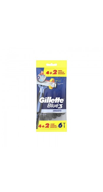 Gillette Blue3 Smooth Ξυραφάκια μιας Χρήσης, 4+2τμχ