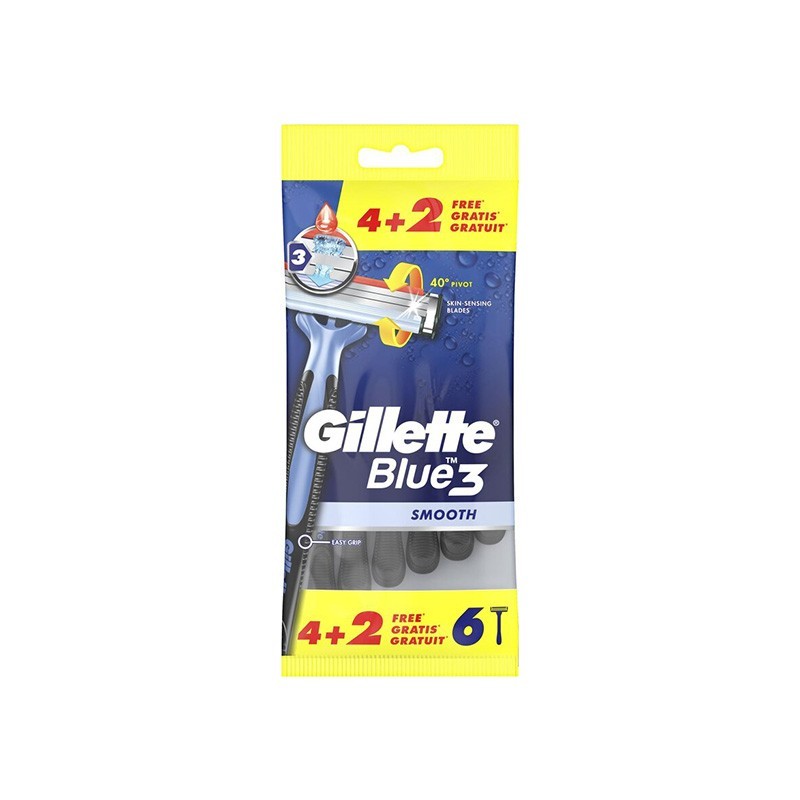 Gillette Blue3 Smooth Ξυραφάκια μιας Χρήσης, 4+2τμχ