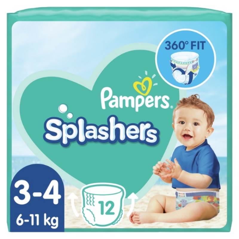 Pampers Splashers Πάνες Αδιάβροχες No 3-4 (6-11 Kg) 12 τεμάχια 