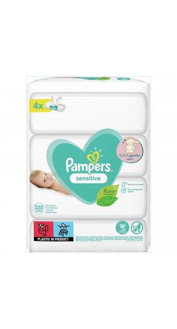 Pampers Sensitive Wipes Μωρομάντηλα για το Ευαίσθητο Δερματάκι του Μωρού, 4x52 τεμάχια