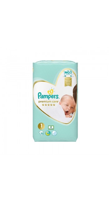 Pampers Premium Care Newborn No.1 (2-5kg) Βρεφικές Πάνες, 52τμχ