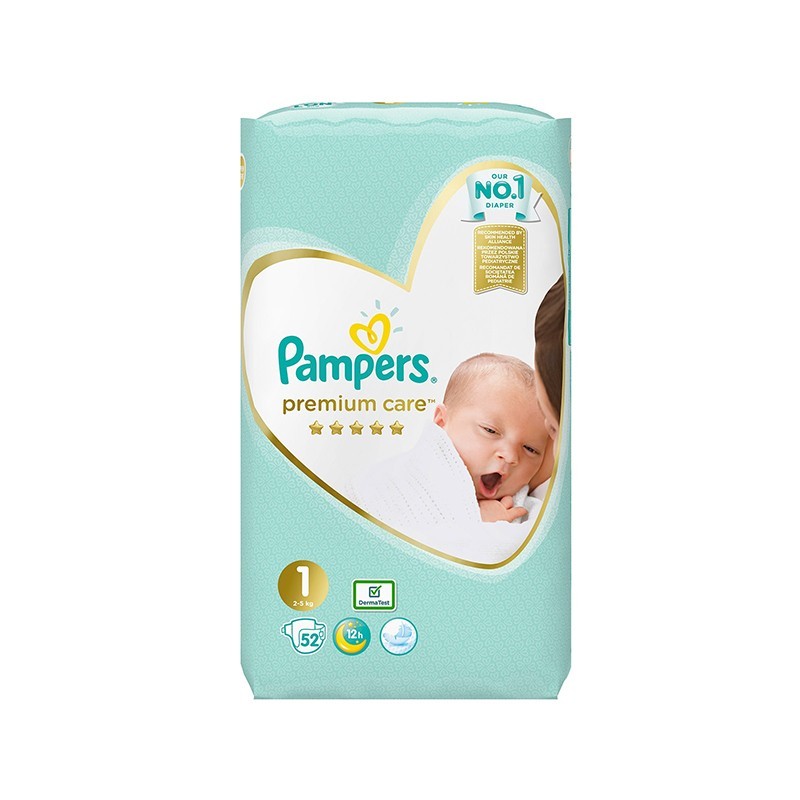 Pampers Premium Care Newborn No.1 (2-5kg) Βρεφικές Πάνες, 52τμχ