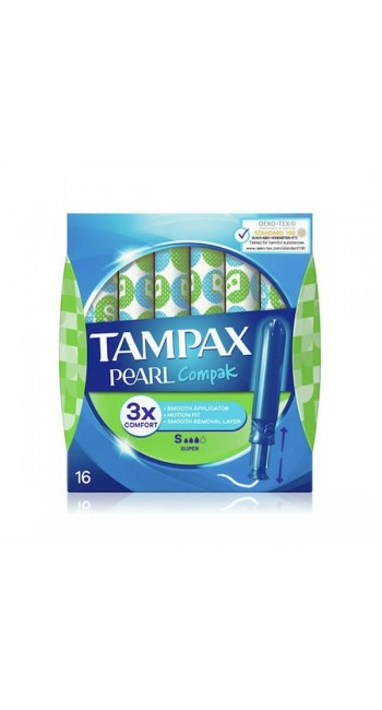 Tampax Compak Pearl Super με Απλικατέρ για Προστασία & Διακριτικότητα, 16τεμ