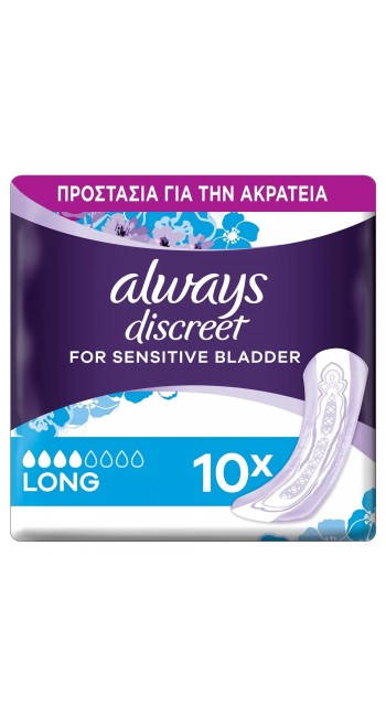 Always Discreet Σερβιέτες για την Ακράτεια Plus Long Size 4, 10τμχ 