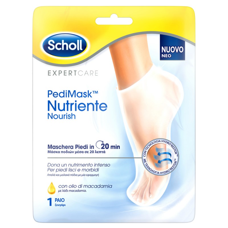 Scholl PediMask Nutriente Μάσκα Ποδιών με Λάδι Μακαντέμια, 1 ζευγάρι