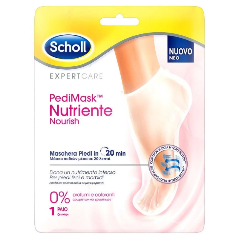 Scholl PediMask Nutriente Nourish 0% Μάσκα Ποδιών Χωρίς Αρώματα & Χρωστικές, 1 ζευγάρι