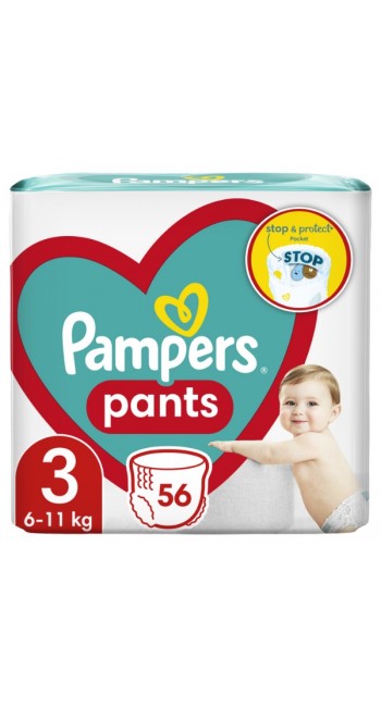 Pampers Pants Maxi Pack No.3 (Midi) 6-11kg Βρεφικές Πάνες Βρακάκι, 56τεμ