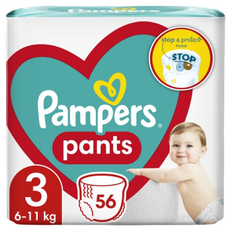 Pampers Pants Maxi Pack No.3 (Midi) 6-11kg Βρεφικές Πάνες Βρακάκι, 56τεμ