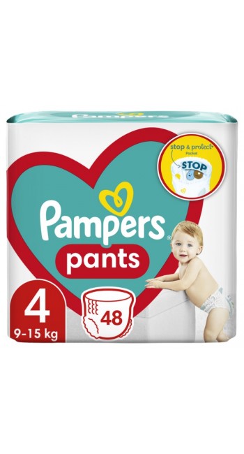 Pampers Pants Maxi Pack No.4 9-15kg Βρεφικές Πάνες Βρακάκι, 48τεμ