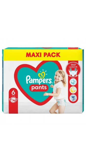 Pampers Pants Maxi Pack No6 15+kg Βρεφικές Πάνες Βρακάκι, 36τμχ