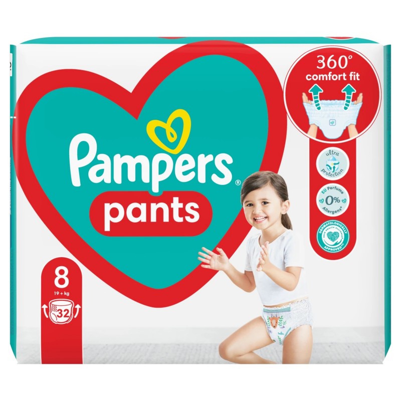 Pampers Pants No.8 (19+kg) Βρεφικές Πάνες Βρακάκι, 32τμχ