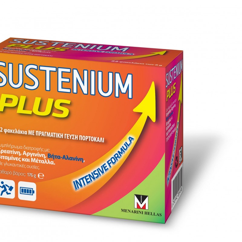 Sustenium Plus Συμπλήρωμα Διατροφής για Τόνωση, με πραγματική γεύση πορτοκάλι, 22 sachets