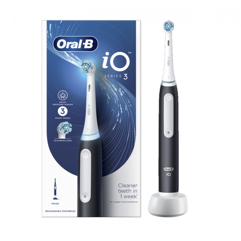 Oral-B iO Series 3 Magnetic Black Ηλεκτρική Οδοντόβουρτσα με Θήκη Ταξιδίου, 1τμχ