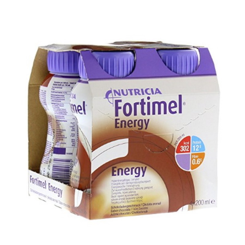 Nutricia Fortimel Energy Σοκολάτα Θρεπτικό & Υψηλής Ενέργειας Συμπλήρωμα Διατροφής, 4x200ml