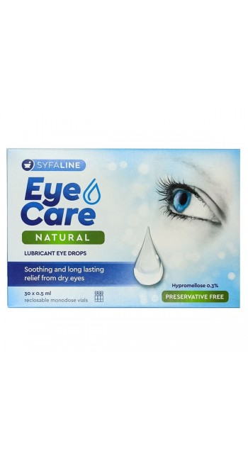 Syfaline Eye care Natural lubricating Λιπαντικές και ενυδατικές οφθαλμικές σταγόνες σε μορφή μονοδόσεων, 30x0.5ml