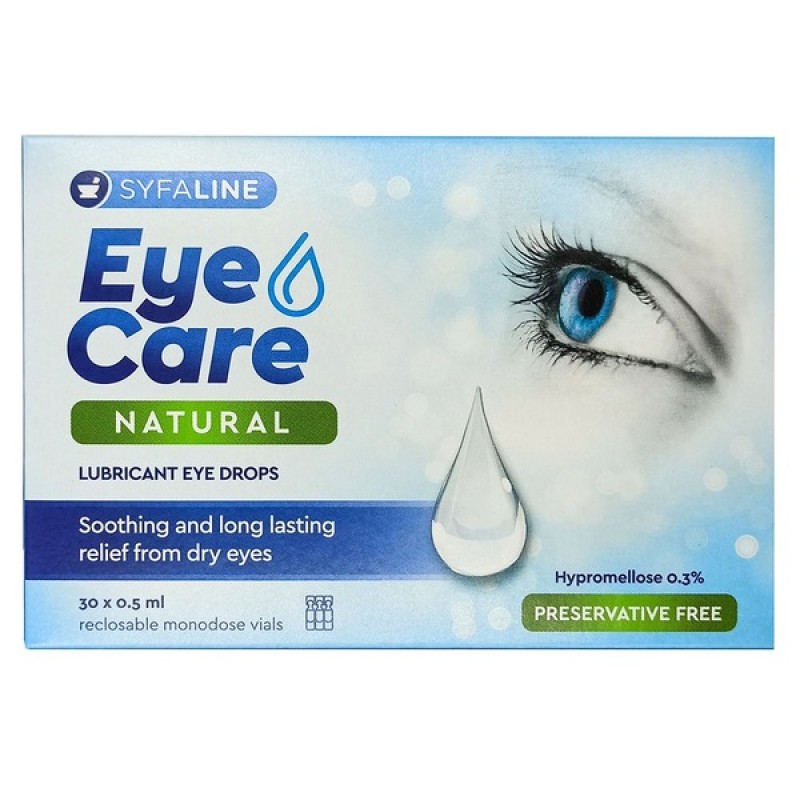 Syfaline Eye care Natural lubricating Λιπαντικές και ενυδατικές οφθαλμικές σταγόνες σε μορφή μονοδόσεων, 30x0.5ml