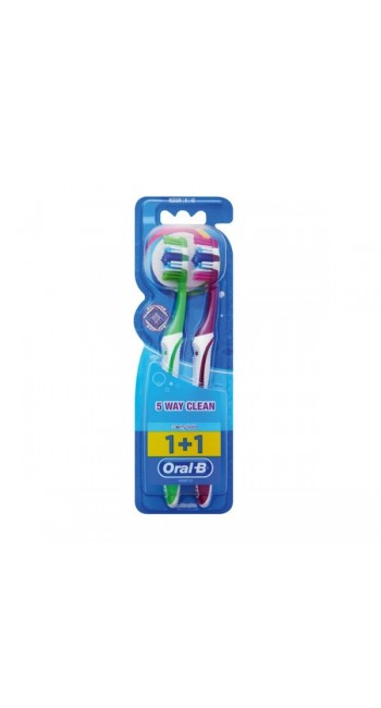 Oral-B Complete Clean 5 Way 40 Μέτρια Οδοντόβουρτσα με 5 Καθαριστικές Ζώνες σε Διάφορα Χρώματα, 1+1τμχ