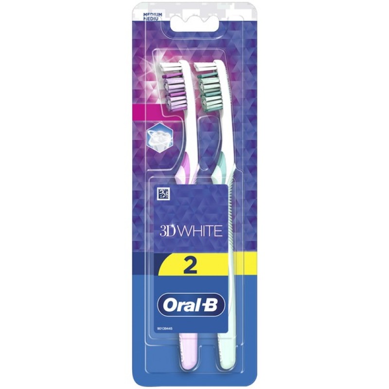  Oral-B 3D White Οδοντόβουρτσα Medium, 2τμχ 