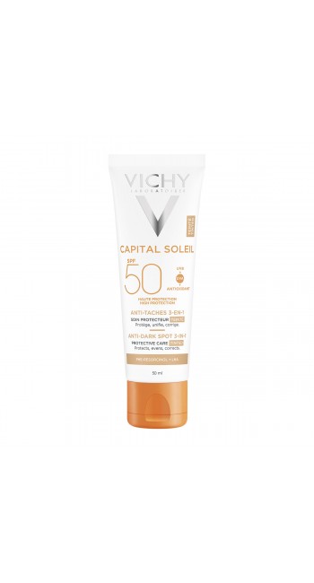 Vichy Capital Soleil Anti Dark Spot Tinted 3in1 SPF50+ Αντιηλιακή Κρέμα Προσώπου Κατά των Κηλίδων με Χρώμα, 50ml