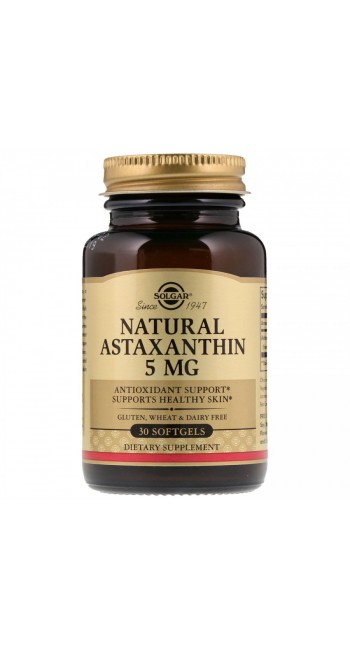 Solgar Astaxanthin 5mg Συμπλήρωμα Διατροφής με Αντιοξειδωτική Δράση για Προστασία Οφθαλμών από Εκφυλιστικές Αλλοιώσεις - Βοηθά στην Ομαλή Λειτουργία του Καρδιαγγειακού & Νευρικού Συστήματος, 30softgels 