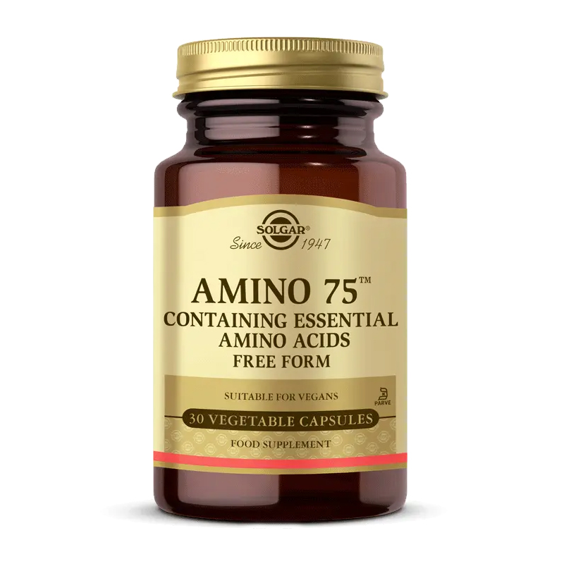 Solgar Amino 75 Συμπλήρωμα Διατροφής με Ποικιλία Βασικών Αμινοξέων του Μυϊκού Συστήματος, 30veg.caps