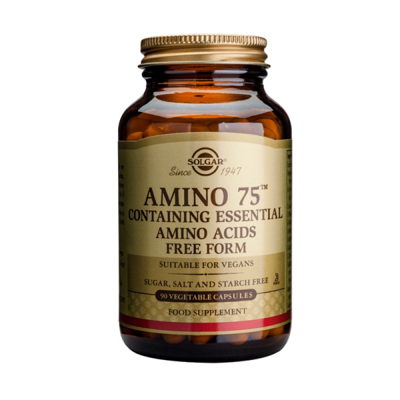 Solgar Amino 75 Συμπλήρωμα Διατροφής με Ποικιλία Βασικών Αμινοξέων του Μυϊκού Συστήματος, 90veg.caps