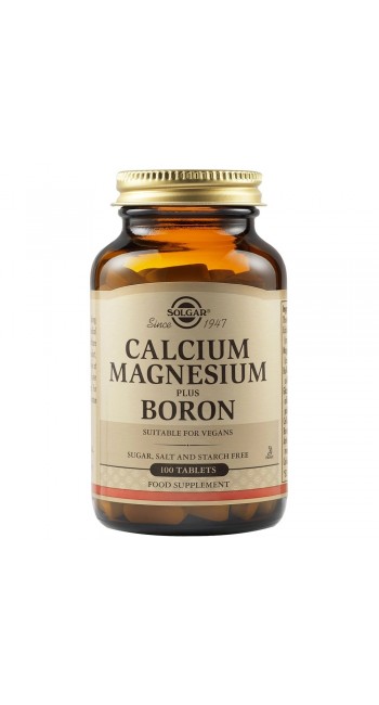 Solgar Calcium Magnesium plus Boron Συμπλήρωμα Διατροφής Μαγνησίου & Βορίου για Καλή Υγεία των Οστών - Χρήσιμο Κατά την Διάρκεια της Εμμηνόπαυσης, 100tabs