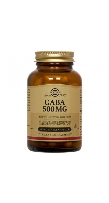 Solgar GABA 500mg Συμπλήρωμα Διατροφής για Ενίσχυση Νευρικού Συστήματος, Χρήσιμο σε Περιπτώσεις Αϋπνίας & Ιδανικό για Χτίσιμο Σώματος σε όσους Γυμνάζονται, 50veg.caps