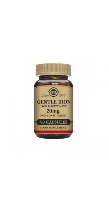 Solgar Gentle Iron 20mg Συμπλήρωμα Διατροφής Σιδήρου που Αναστέλλει τη Σιδηροπενική Αναιμία, 90veg.caps